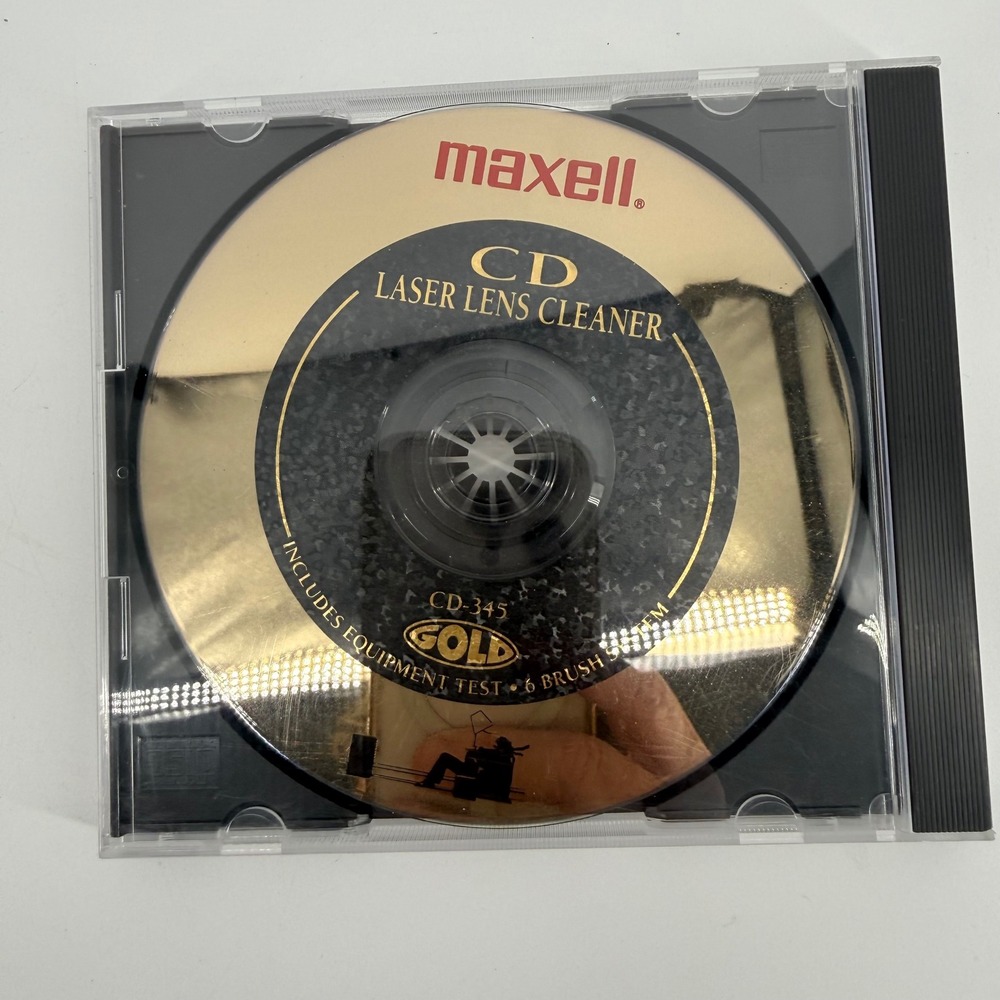 Maxell CD-345 Gold CD Laser Lens Cleaner 6 Brush System Equipment Test Disc
